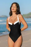 Cupshe Audrey V-wire Colorblock One-piece Swimsuit In Black