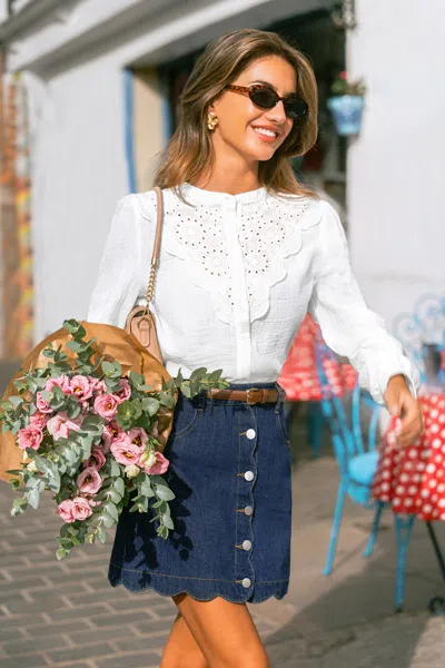 Cupshe August Sky Denim Mini Skirt In Blue