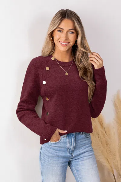 Cupshe Autumn Fog Burgundy Knit Top In Red