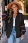 Cupshe Autumn Vibes Striped Cardigan In Black