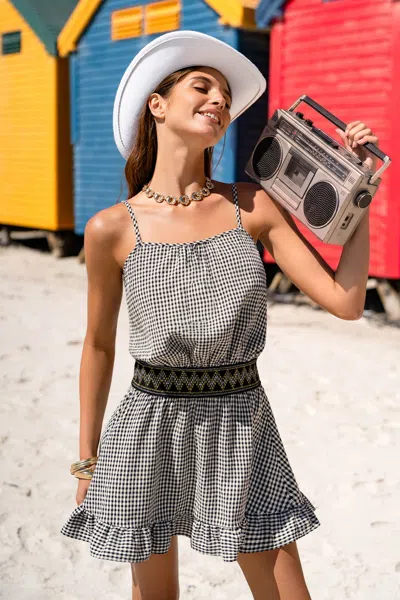 Cupshe Away For The Weekend Gingham Mini Dress In Gray