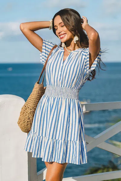 Cupshe Azalea Striped Mini Dress In Blue