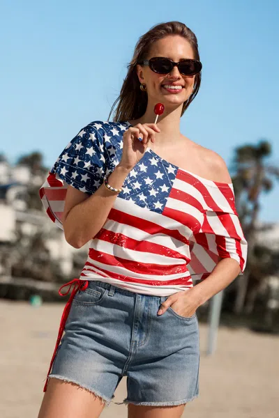 Cupshe Backyard Fireworks Americana Top In Multi