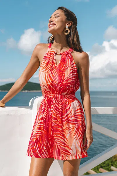 Cupshe Backyard Plans Tropical Romper In Red