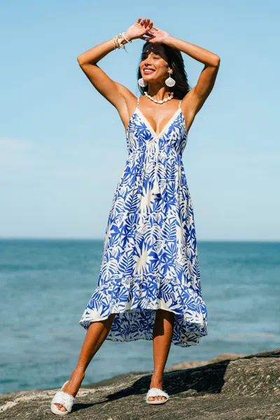 Cupshe Baja Bound Tropical Midi Dress In Blue