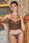 Cupshe Bashful Polka Dot Tankini Set In Brown