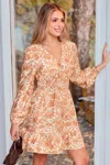 Cupshe Be Yourself Floral Mini Dress In Orange