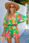 Cupshe Beach Calling Tropical Romper In Green