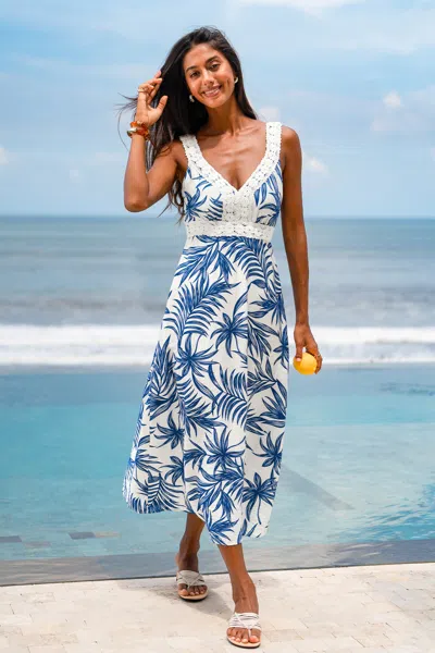 Cupshe Beach Wandering Tropical Maxi Dress In Blue