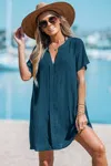 Cupshe Beachside Chill Blue Cover-up Mini Dress In Blue