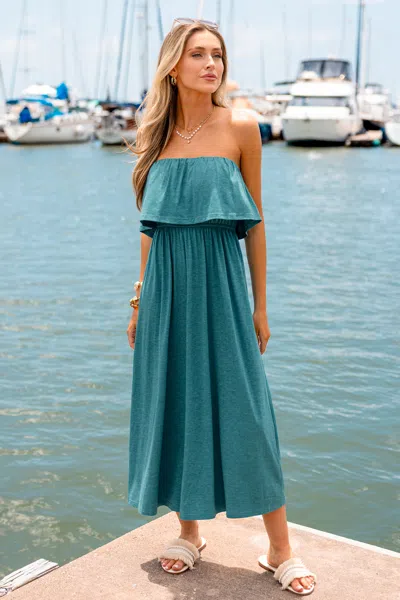 Cupshe Beachside Stroll Teal Maxi Dress In Blue