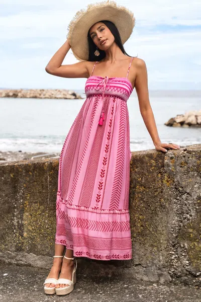 Cupshe Beat Of My Heart Ornate Maxi Dress In Pink