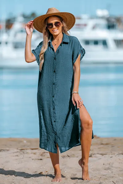 Cupshe Bella Vista Aqua Cover-up Maxi Dress In Green