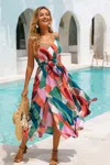 Cupshe Belted Abstract Print Maxi Dress In Multi
