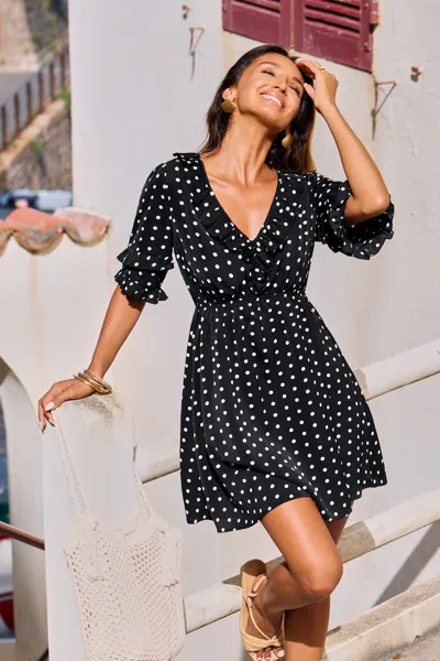 Cupshe Best Dressed Polka Dot Mini Dress In Black