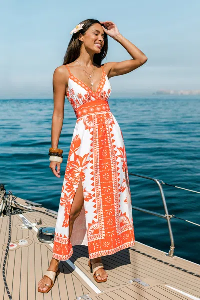Cupshe Best Of Luck Floral Maxi Dress In Orange