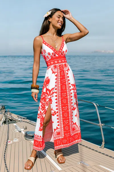 Cupshe Best Of Luck Floral Maxi Dress In Red