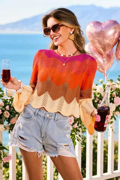 Cupshe Big Break Striped Cover-up Top In Red