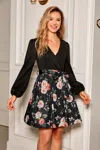 Cupshe Big Romantic Floral Mini Dress In Black