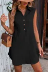 Cupshe Black Collared Sleeveless Mini Dress In Black