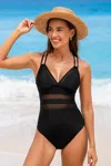 Cupshe Black Cutout Mesh Tummy Control One-piece In Black