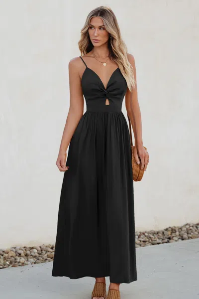 Cupshe Black Front Twist & Keyhole Maxi Dress