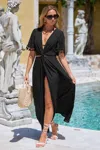 Cupshe Black Plunging Knotted Front Cover-up Maxi Dress In Black