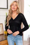 Cupshe Black Ruffled Sweater Top In Black
