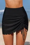 Cupshe Black Scalloped Hem Swim Skirt In Black