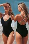Cupshe Black Scoop Neck Multi-color Strap One-piece In Black