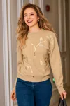 Cupshe Bling It On Khaki Sweater In Brown