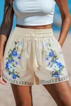 Cupshe Blue Blossoms Floral Cover-up Shorts In Neutral
