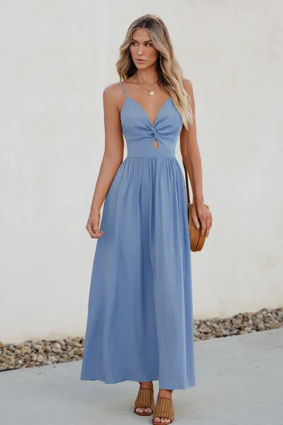 Cupshe Blue Front Twist & Keyhole Maxi Dress