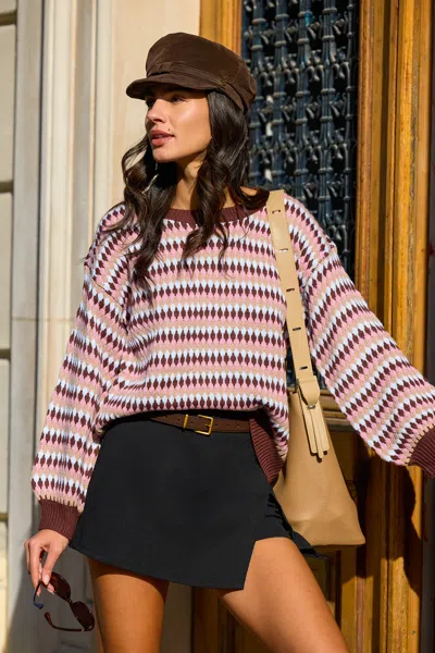 Cupshe Blush Hour Geo Sweater In Multi