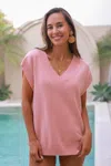 Cupshe Blush V-neck Dolman Sleeve Top In Pink