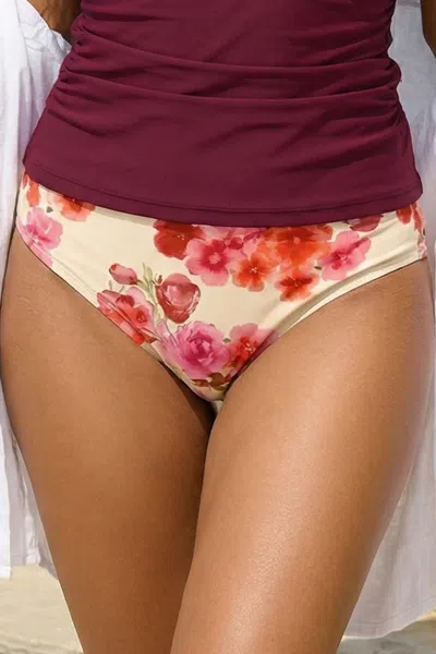 Cupshe Blushing Bloom Floral Bikini Bottoms In Beige