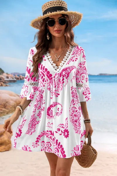 Cupshe Blushing Rose Paisley Cover-up Mini Dress In Pink