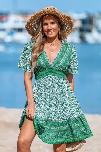 Cupshe Bohemian Breeze Paisley Mini Dress In Green