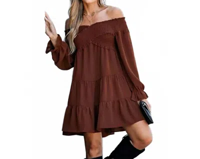 Cupshe Boho Crisscross Off Shoulder Mini Dress In Terracotta Brown