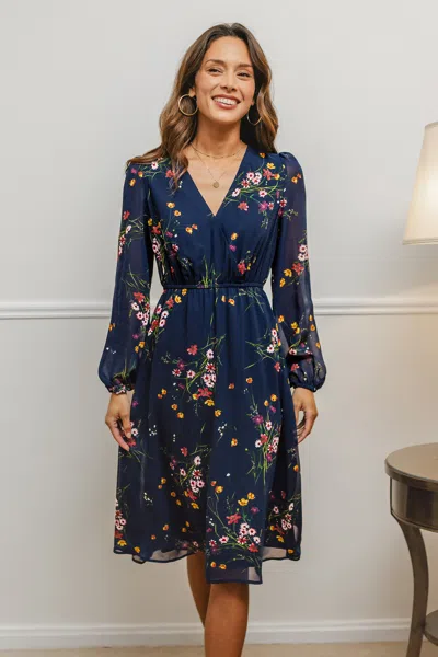 Cupshe Born To Wander Floral Midi Dress In Blue