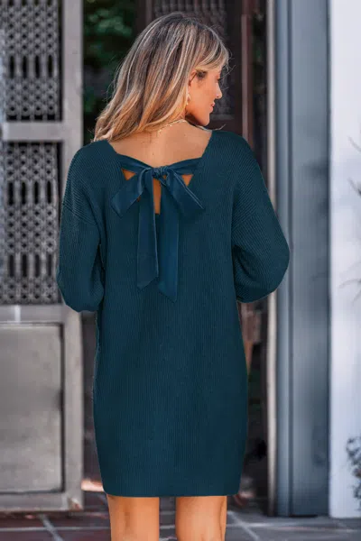 Cupshe Bow & Behold Blue Sweater Dress