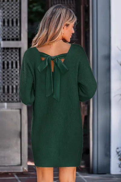 Cupshe Bow & Behold Green Sweater Dress