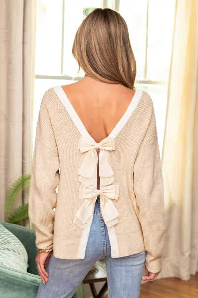 Cupshe Bow Moment Beige Sweater