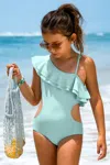 Cupshe Bubble Bay Green One-piece Swimsuit In Blue