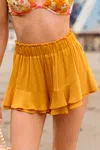 Cupshe Buttercup Breeze Yellow Cover-up Shorts In Orange