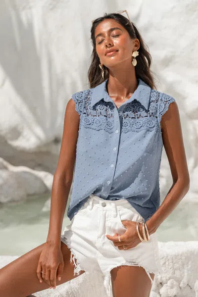 Cupshe By Heart Blue Top