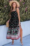 Cupshe By The Way Floral Maxi Dress In Black