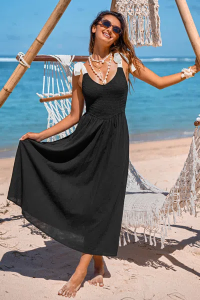 Cupshe Cabana Date Black Maxi Dress