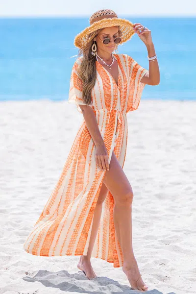 Cupshe Cabana Diva Striped Cover-up Maxi Dress In Multi