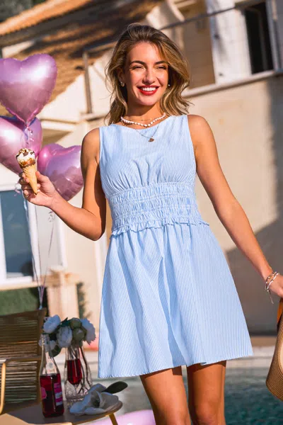 Cupshe Cahuenga Striped Mini Dress In Blue